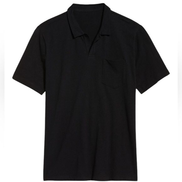 Old Navy Men's Black Polo Shirt Classic Fit Slub-Knit Polo Blackjack Size L - Picture 4 of 7
